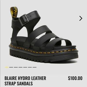 Dr. Martens Blaire Hydro Leather Strap Sandals - Black